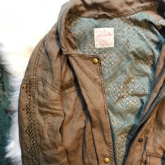 Free People Rugged Olive Embroidered Utility Coat - Picture 7 of 8